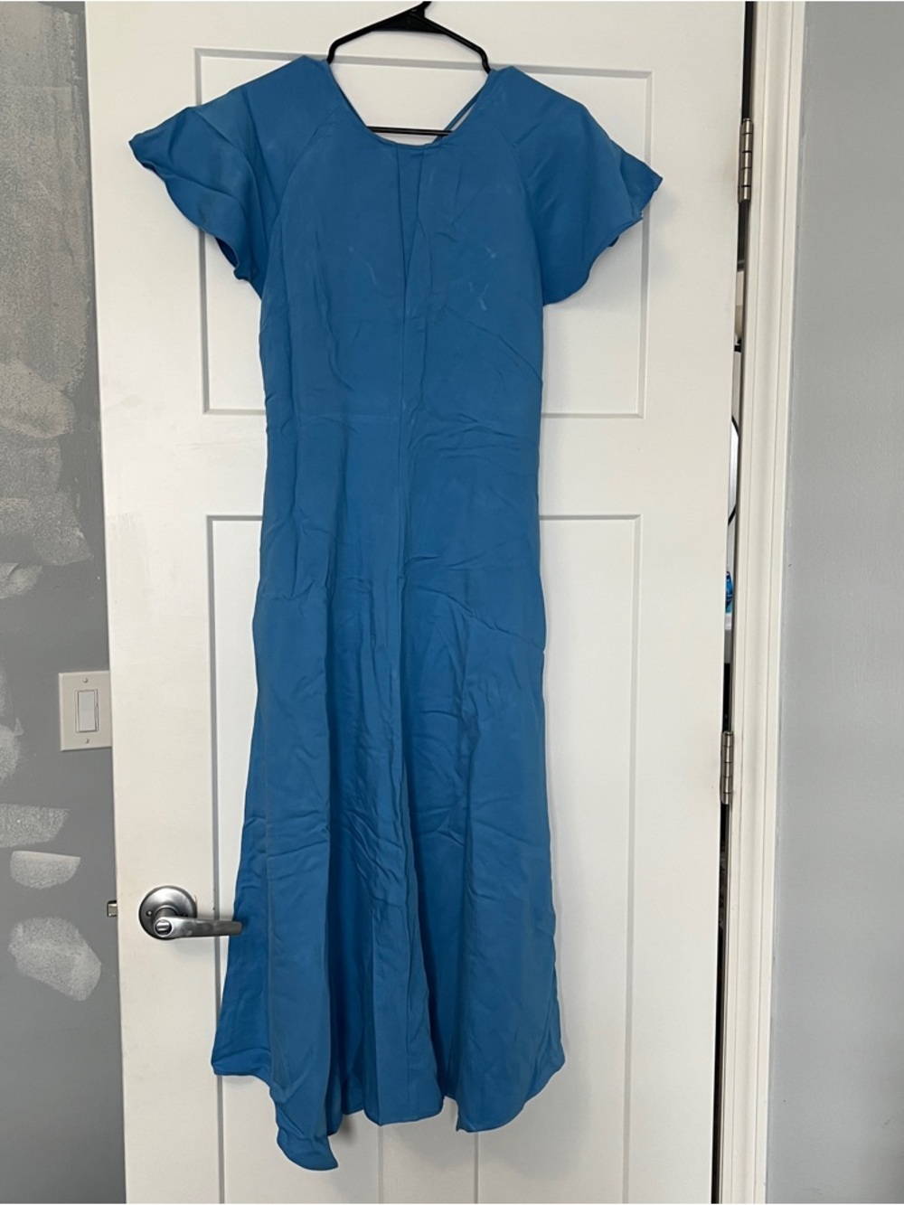 Reiss Blue Maxi Dress with Flutter Sleeves